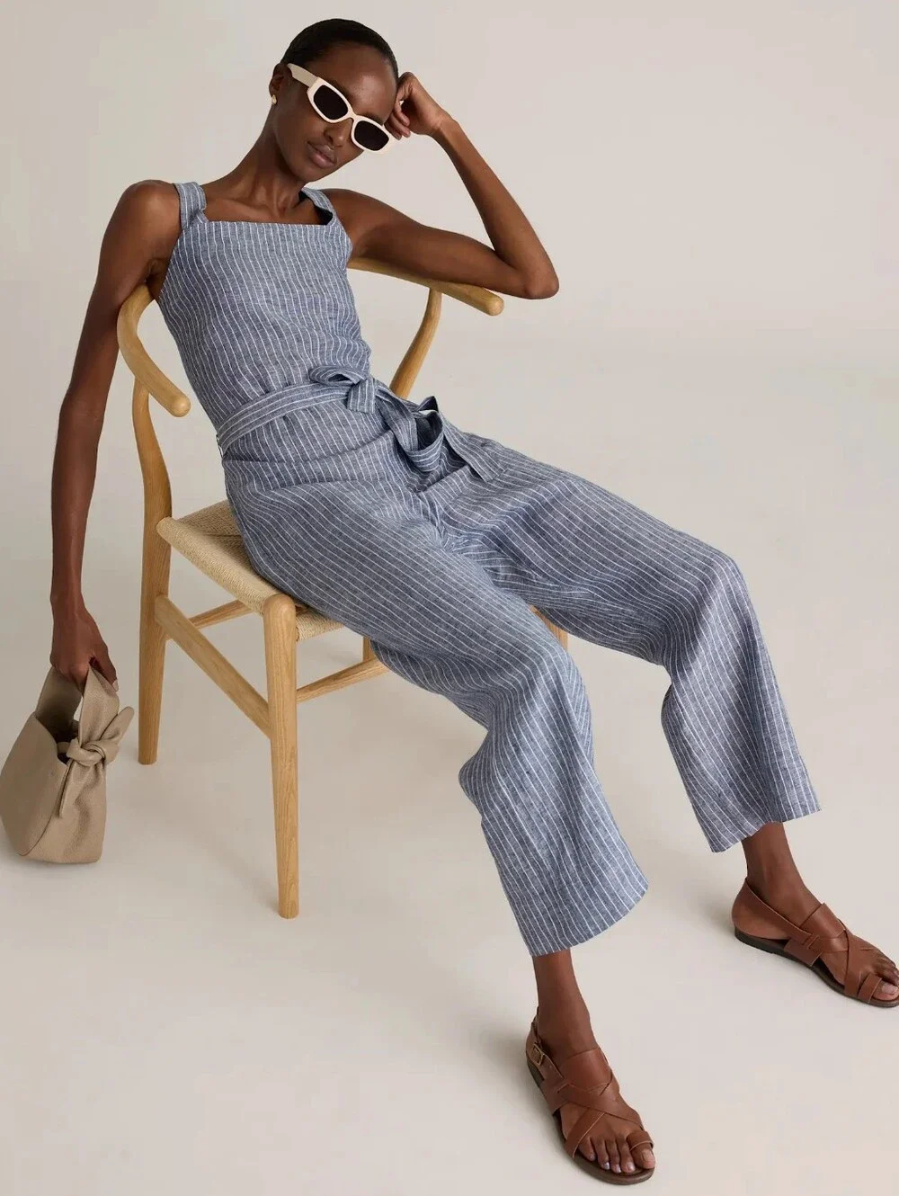 NWT Quince 100% European Linen Square Neck Jumpsuit
